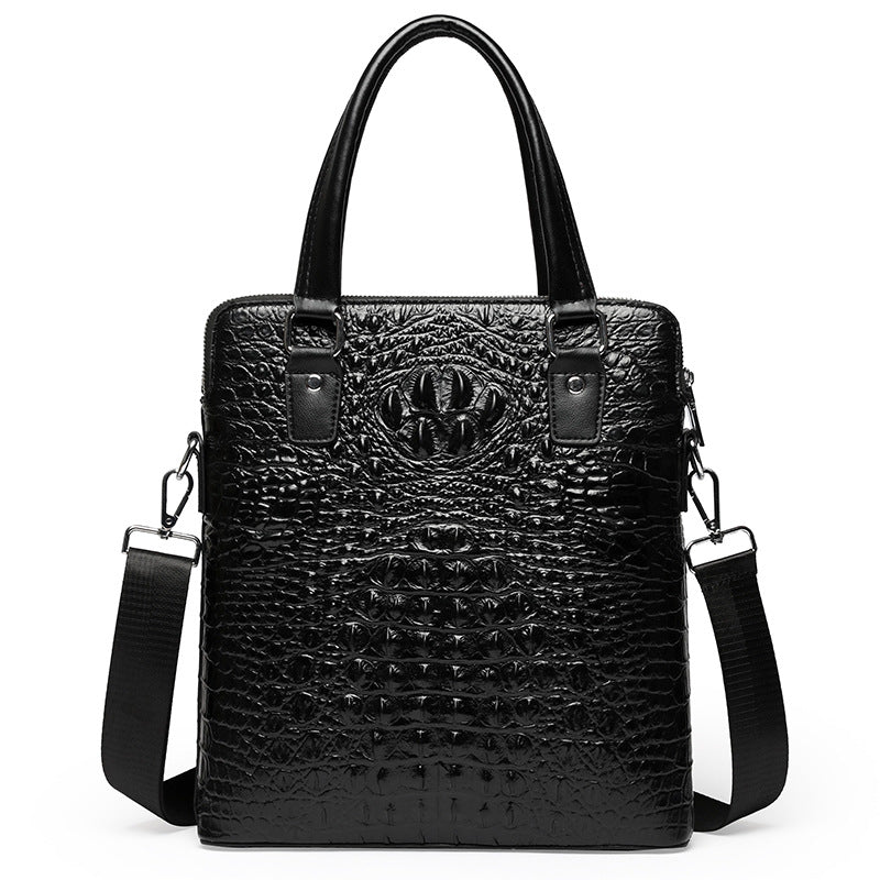 Men's Pull Crocodile Pattern Leather For First Layer Men's Briefcases