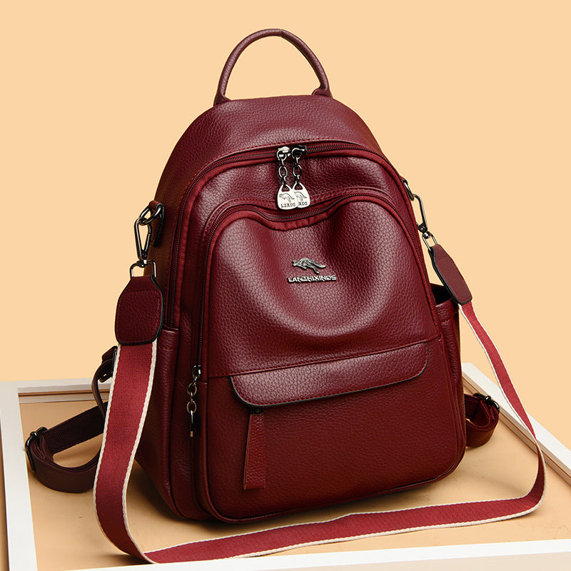 Women's Kangaroo Large Capacity Mom Soft Leather Backpacks