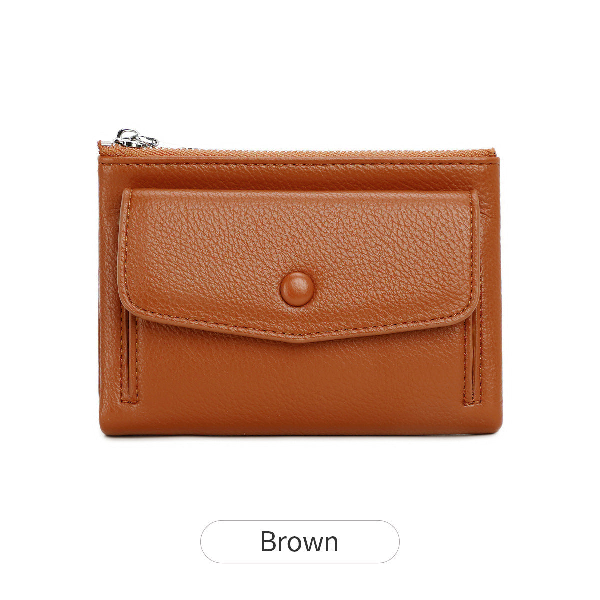 Women's Short Double Zipper Flip Minimalist Portable Ladies Wallet