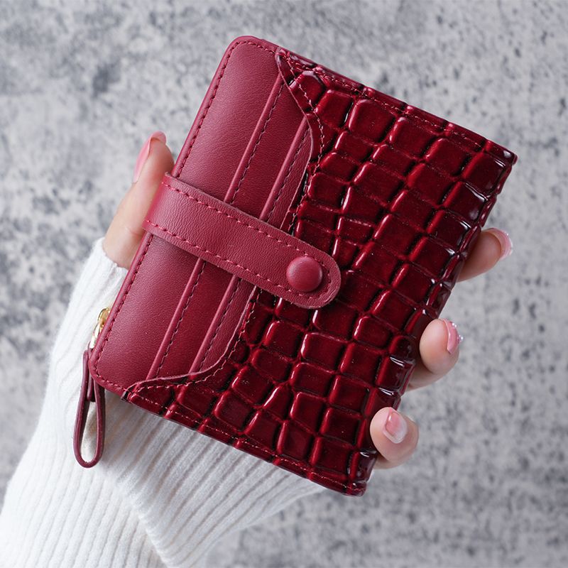 Women's Stone Crocodile Short Korean Style Zipper Ladies Wallet