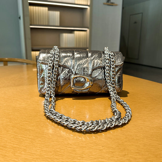 Women's Chain High-grade Classic Style Burst Leather Small Square Bags