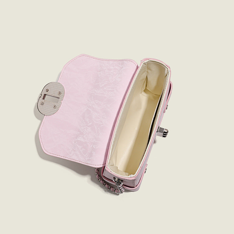 Glamorous High Sense Fashion Hot Pink Small Square Bags