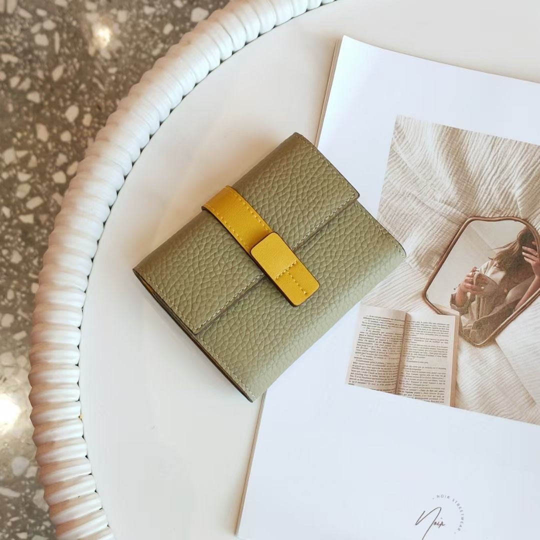 Korean Style Color Matching Top Layer Ladies Wallets