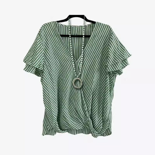 Women's Temperament Wild Striped Flounce Sleeve Blouses