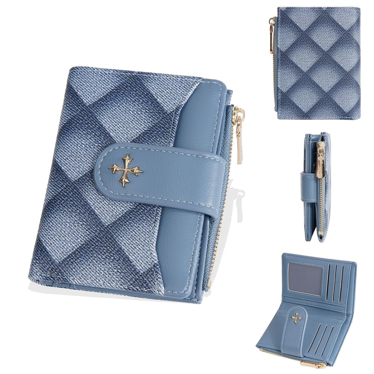 Women's Short Classic Style Two Fold Fashion Rhombus Ladies Wallet