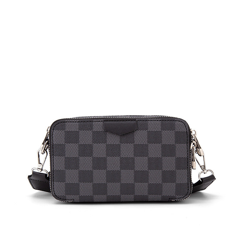 Men's Check Pattern Street Trendy Korean Style Men's Messenger Bags