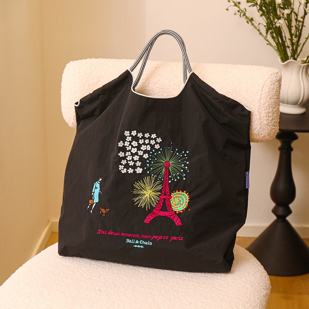Embroidery Environmentally Friendly Nylon One Shopping Bags