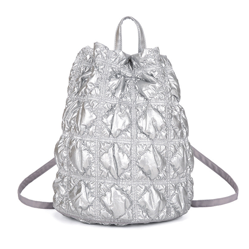 Women's Drawstring Ruffle Cloud Fashion Bubble Down Backpacks