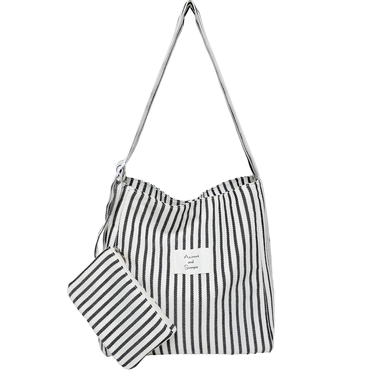Korean Style Canvas Female Commuter Niche Striped Large Tote Bags