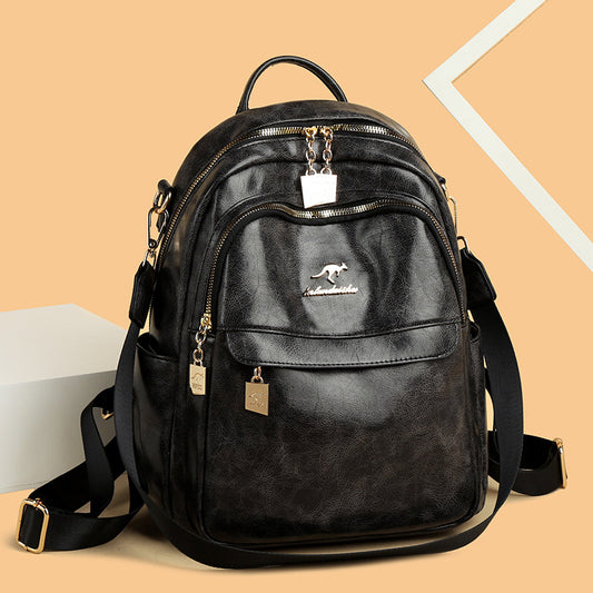 Women's Fashionable Large Capacity Soft Leather Backpacks