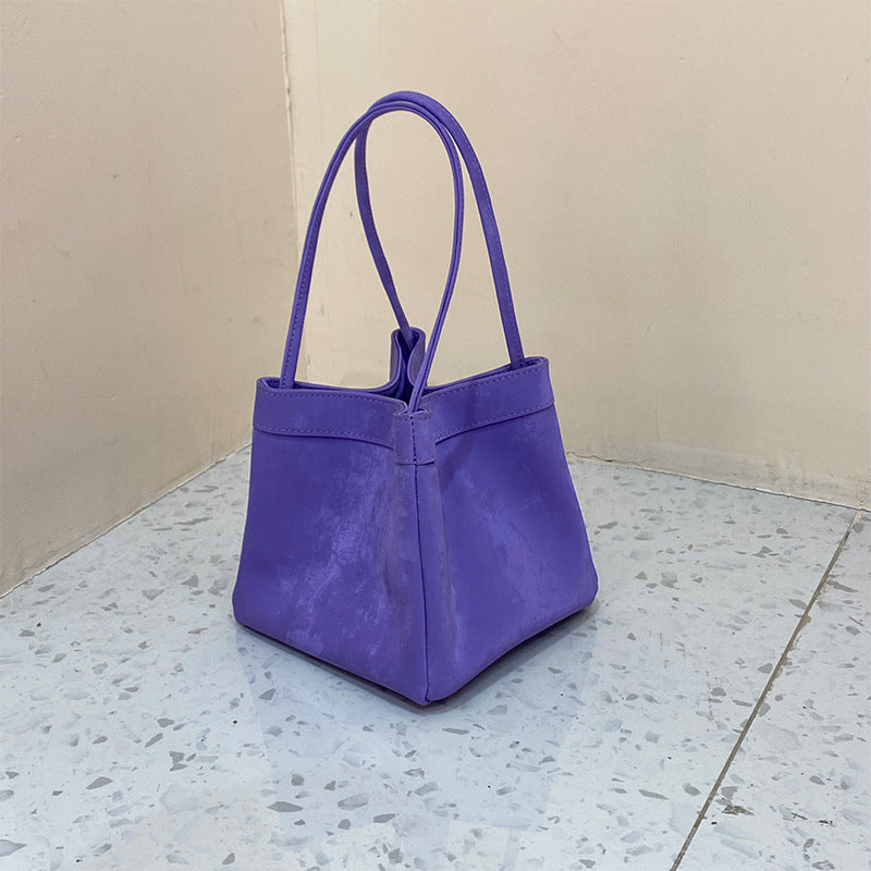 Women's Chinese Style Tip Leather Satin Large Shoulder Bags