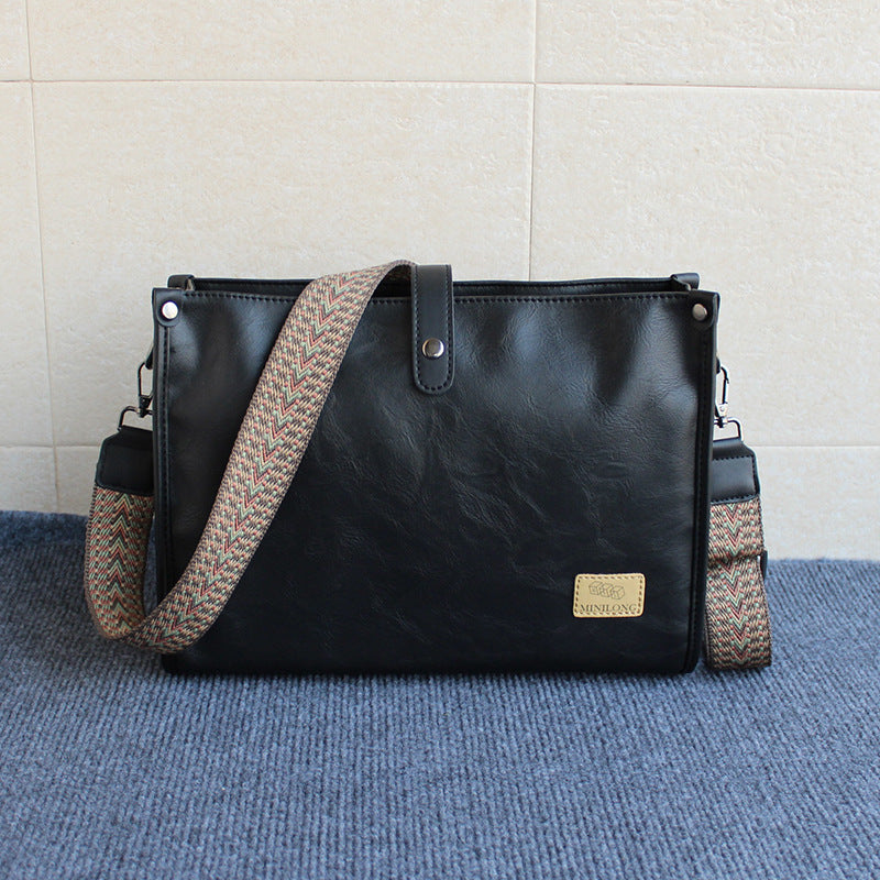 Men's Commute Style Niche Lightweight Soft Leather Men's Messenger Bags