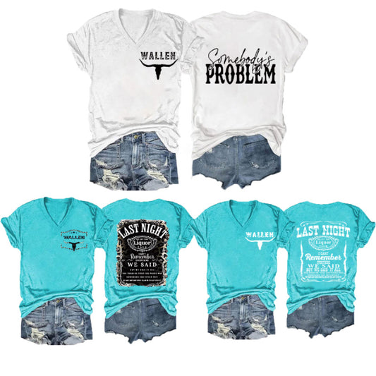 Women's Double-sided Digital Printing Series Short-sleeved Pullover Blouses