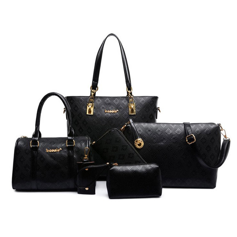 Women's Fashion Embossing Diamond Plaid Portable Shoulder Bags