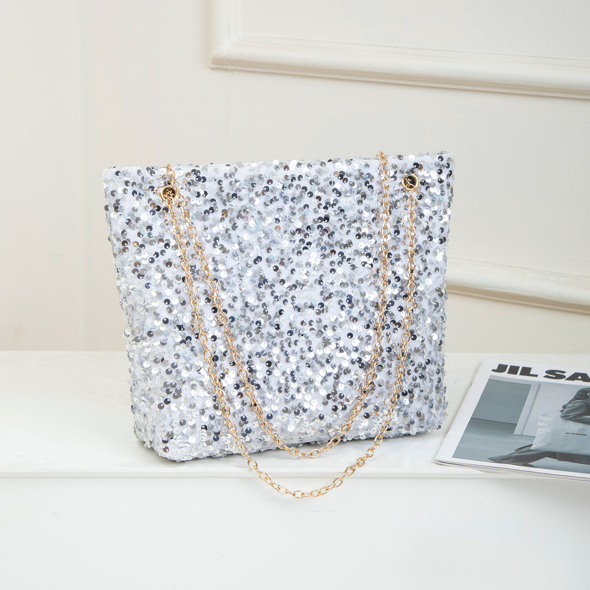 Women's Korean Style Fashionable Sequined High-grade Underarm Chain Large Capacity Bags