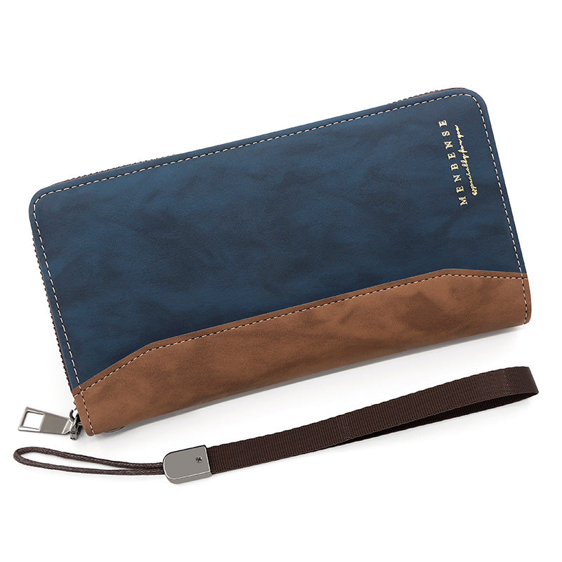 Men's Stitching Long Zipper Boutique Large Capacity Multi Men's Wallet