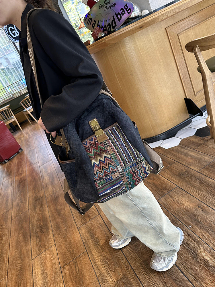 Capacity Canvas Vintage Embroidered Ethnic Denim Bags