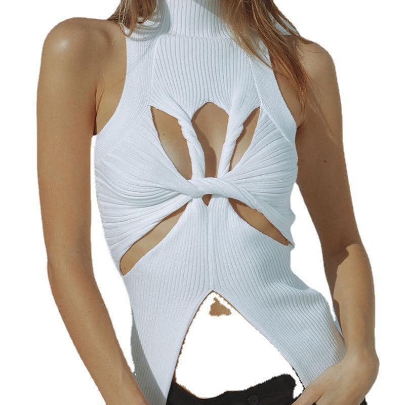 Women's Hollow Out Twisted Wool Fashion Half Tops