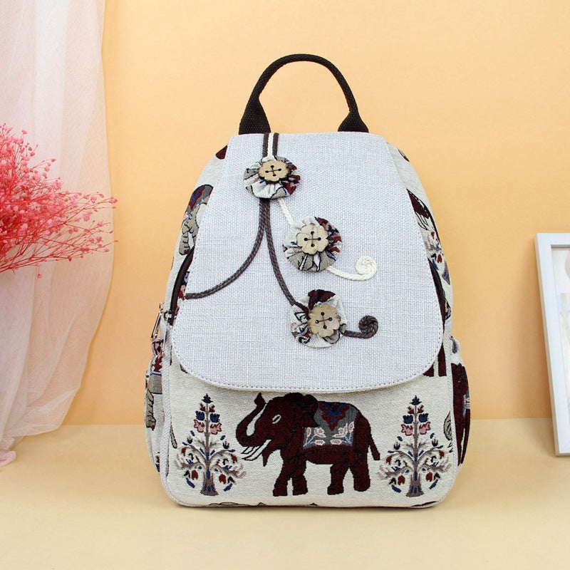 Retro Elephant Pattern Fresh Leisure Double Backpacks