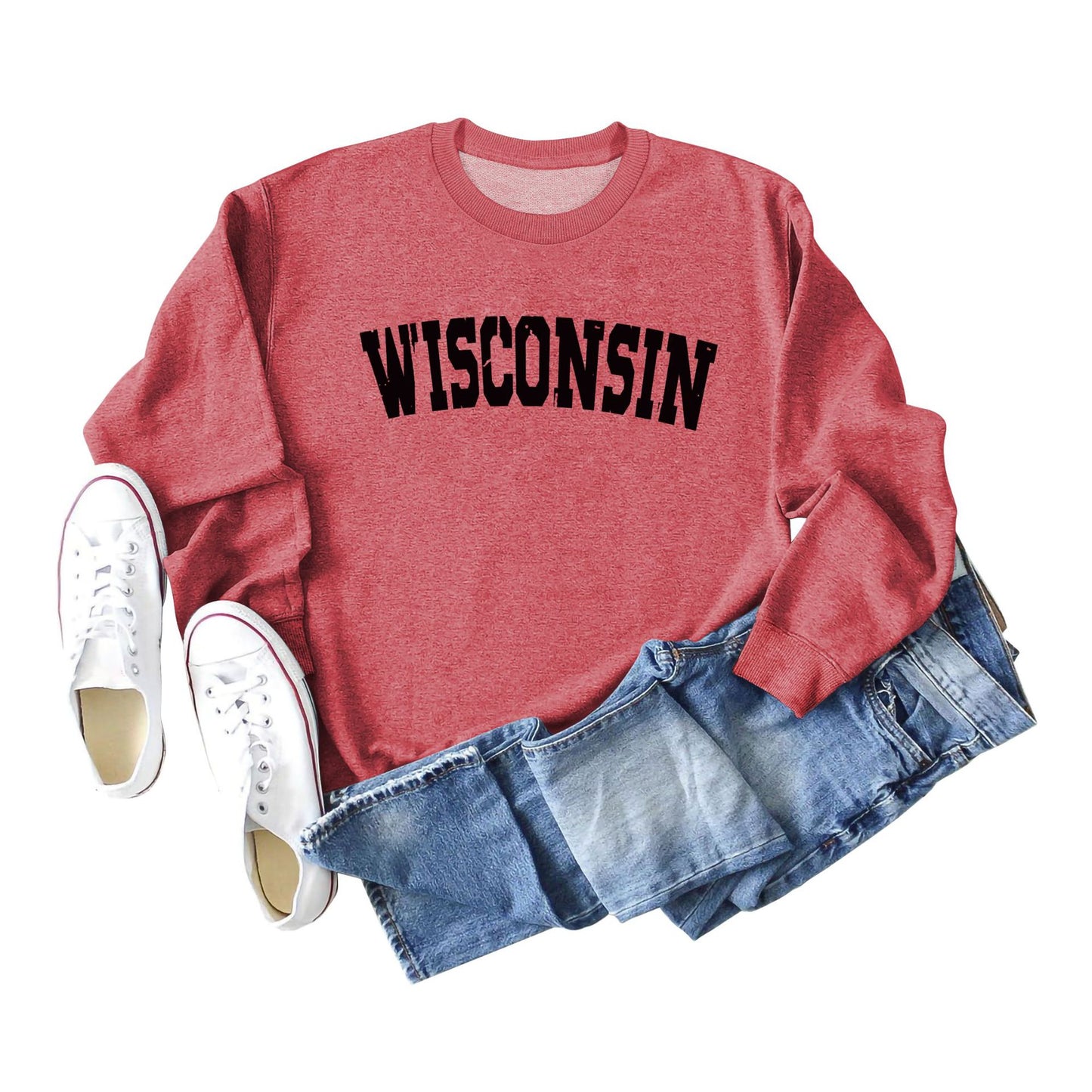 Women's Shirt Letter Print Casual Loose Round Sweaters