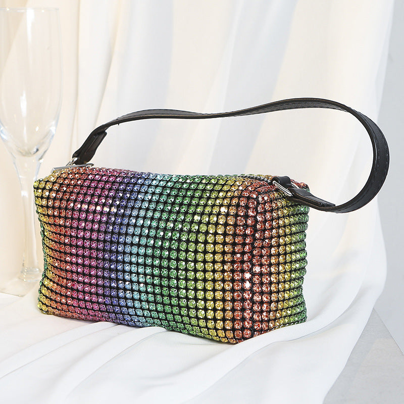 Style Underarm Dinner Rainbow Rhinestone Gradient Alexander Evening Bags