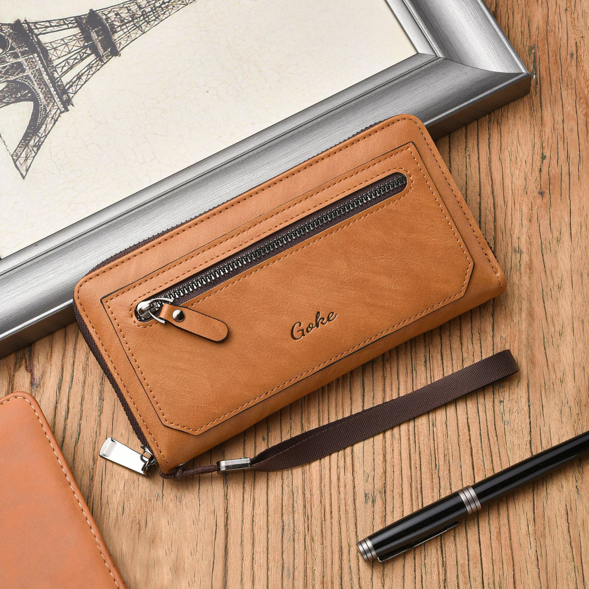 Men's Long Large Capacity Multiple Slots Zipper Document Men's Wallet