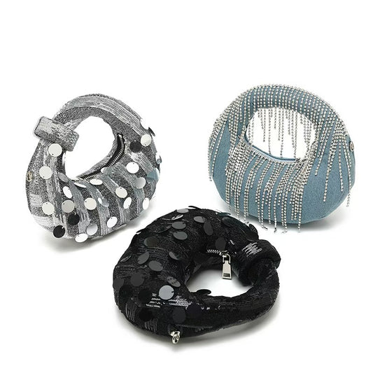 Women's Unique Clutch Shiny Rhinestone Dinner Handbags