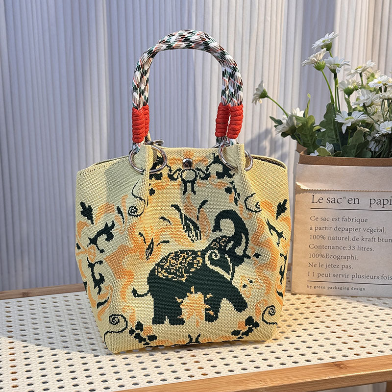 Festival Knitted Portable Out Large Capacity Women's Handbag