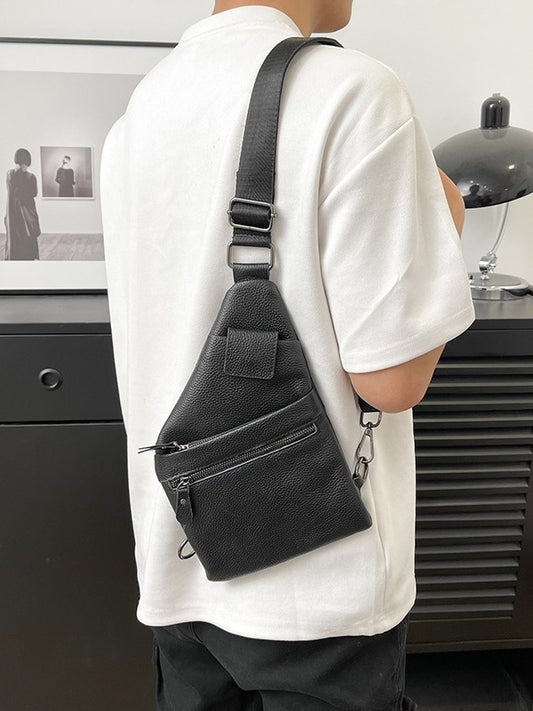 Men's First Layer Cowhide Underarm Close-fitting Storage Men's Chest Bags