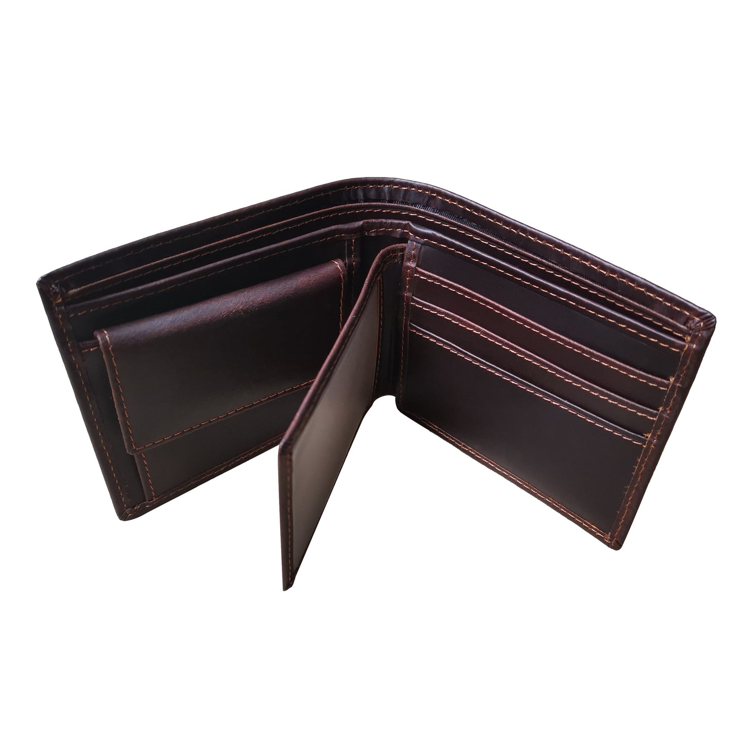 Men's Brown Crazy Horse Leather Multiple Slots Loose-leaf Men's Wallets