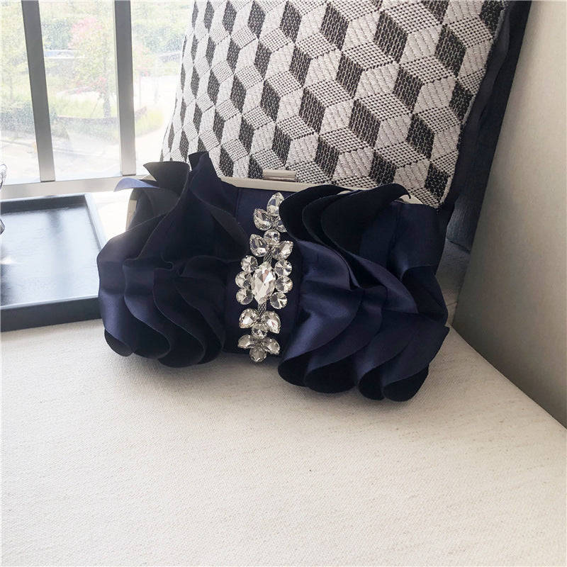 Clutch Fashion Rhinestone Chain Bridesmaid Silk Evening Bags