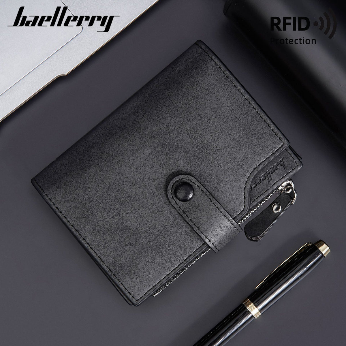 Beautiful Men's Short Business Zipper Simple Coin Purses