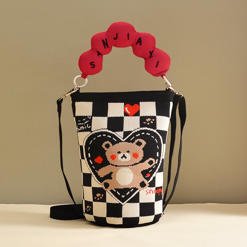Women's Korean Style Knitted Cute Cartoon Unique Dopamine Flying Women's Handbag