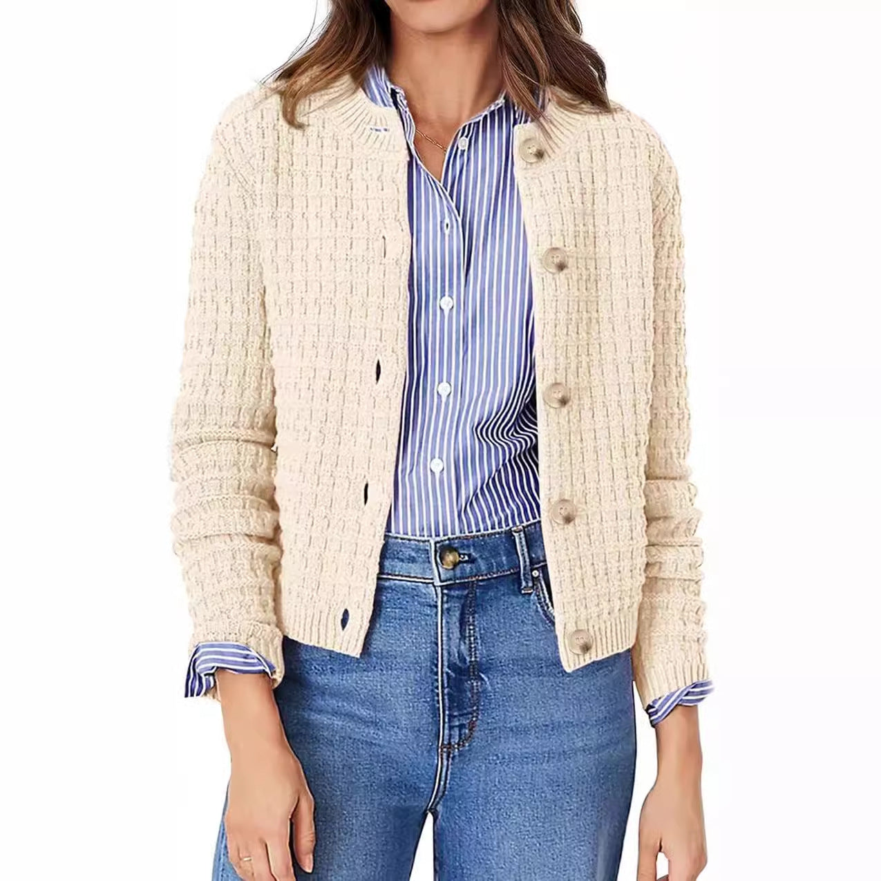 Women's Temperament Crew Neck Knitted Retro Casual Knitwear