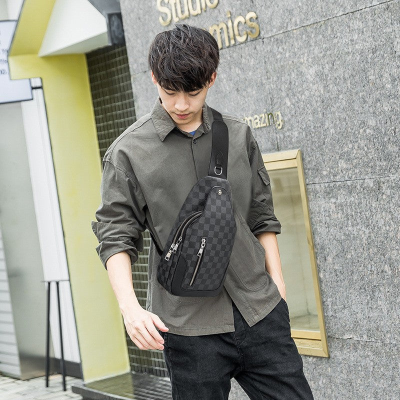 Men's Retro Fashion Light Luxury High-grade Chessboard Tactical Bags