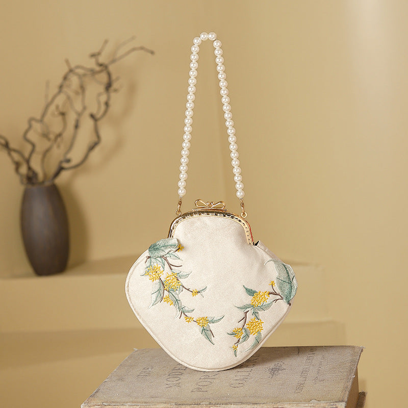 Persimmon Cheng Embroidered Ancient Style Cheongsam Banquet Handle