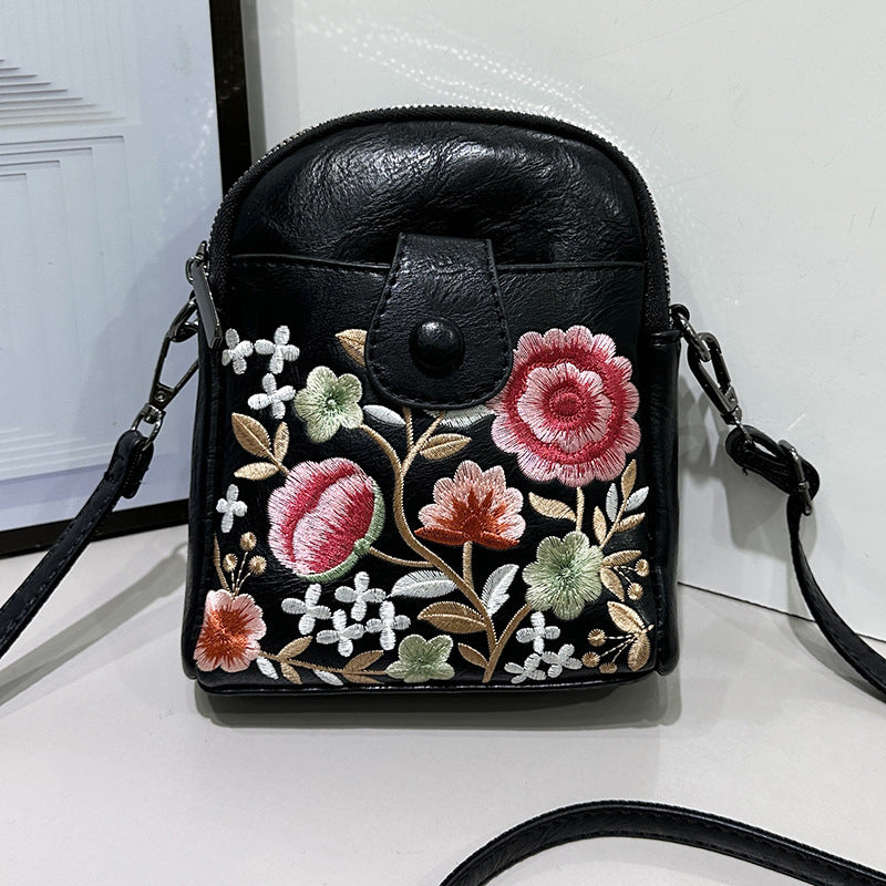 Women's Fashion Female Embroidered Flower Mobile For Bags