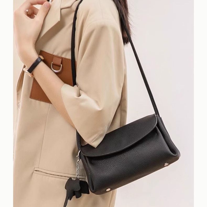 Women's Fashion Cattle Leather Design Pleated Elephant Crossbody Bags