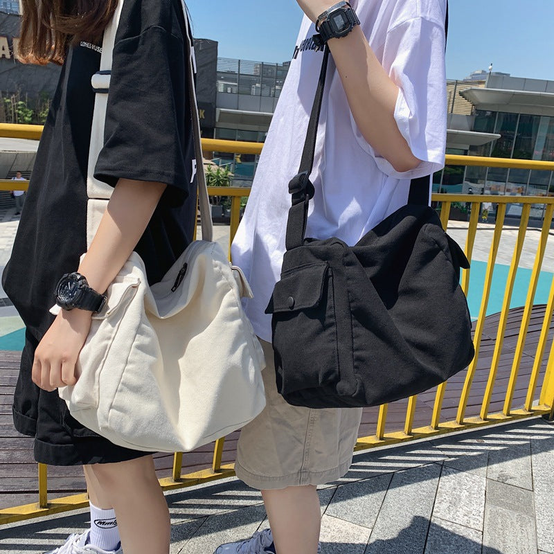 Style Canvas Korean Literary Male Solid Women's Messenger Bag
