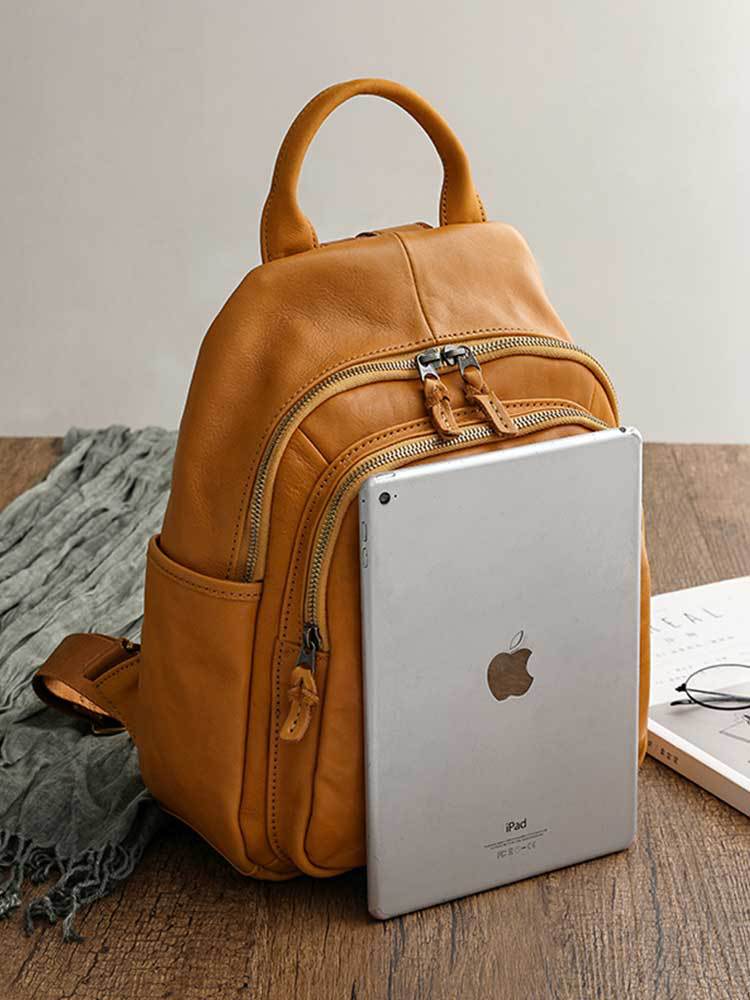 Vegetable Tanning Leather Waxing First Layer Water Dyed Retro Backpacks