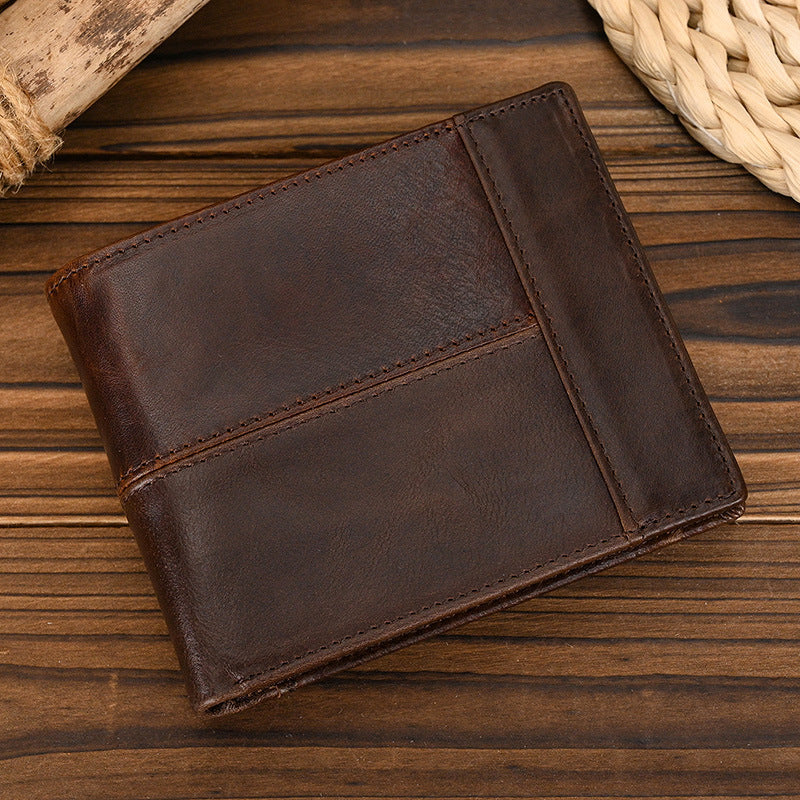 Men's Genuine Leather Swiping Short First Layer Men's Wallet
