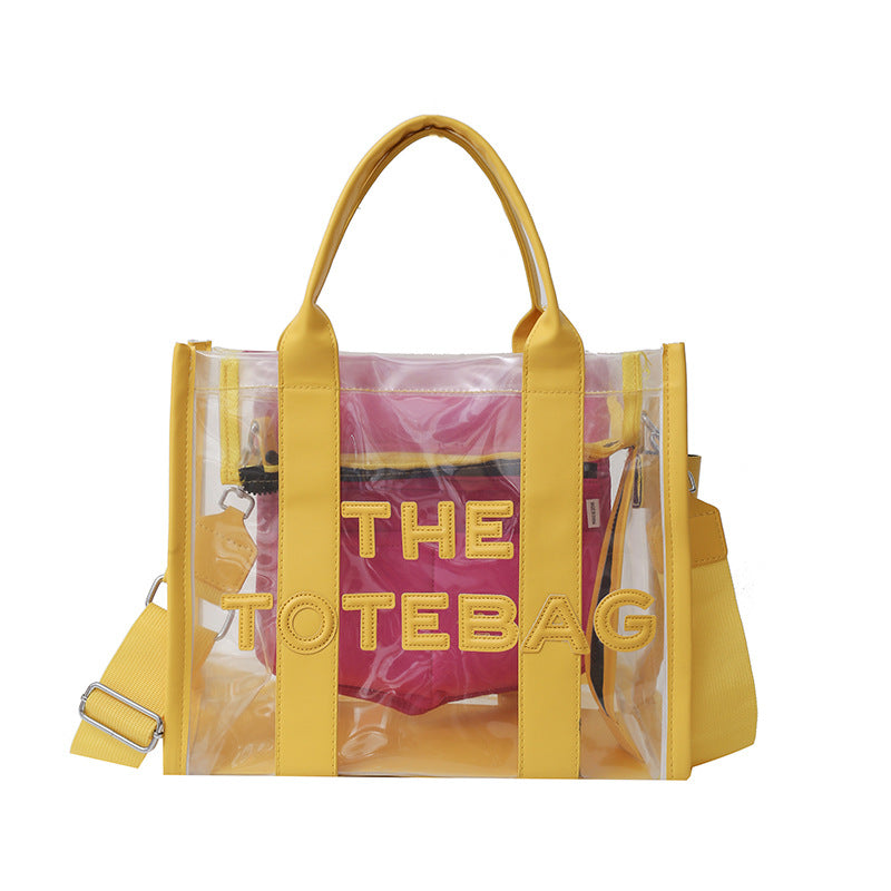 Women's Fashion Transparent Letter Beach Large Capacity Bags