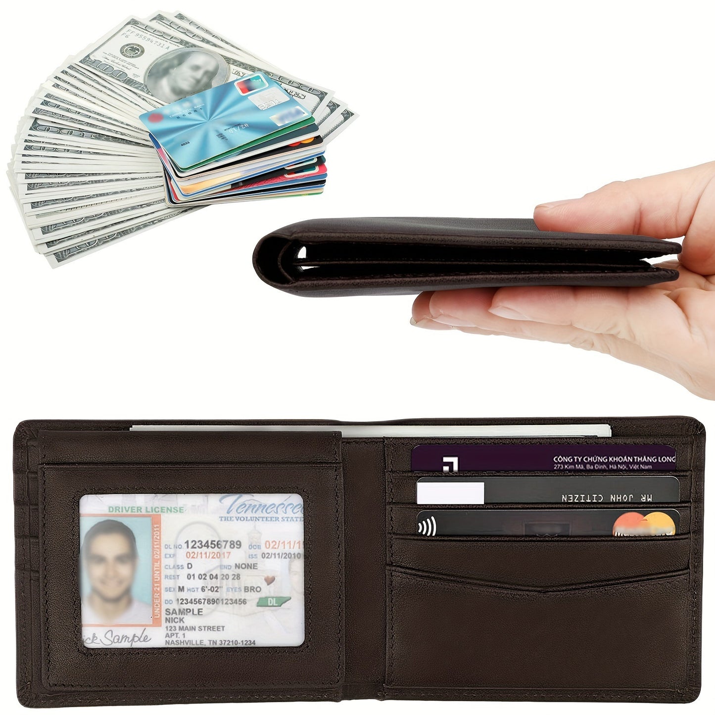 Men's Swiping Business Texture Multiple Slots Short Men's Wallets