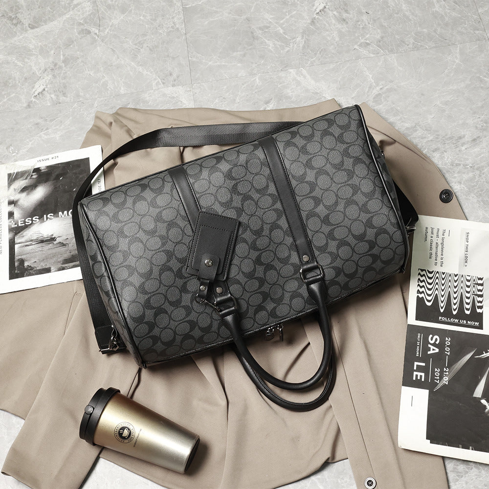 Large Capacity Short-distance Fashion Trendy Plaid Men's Handbags