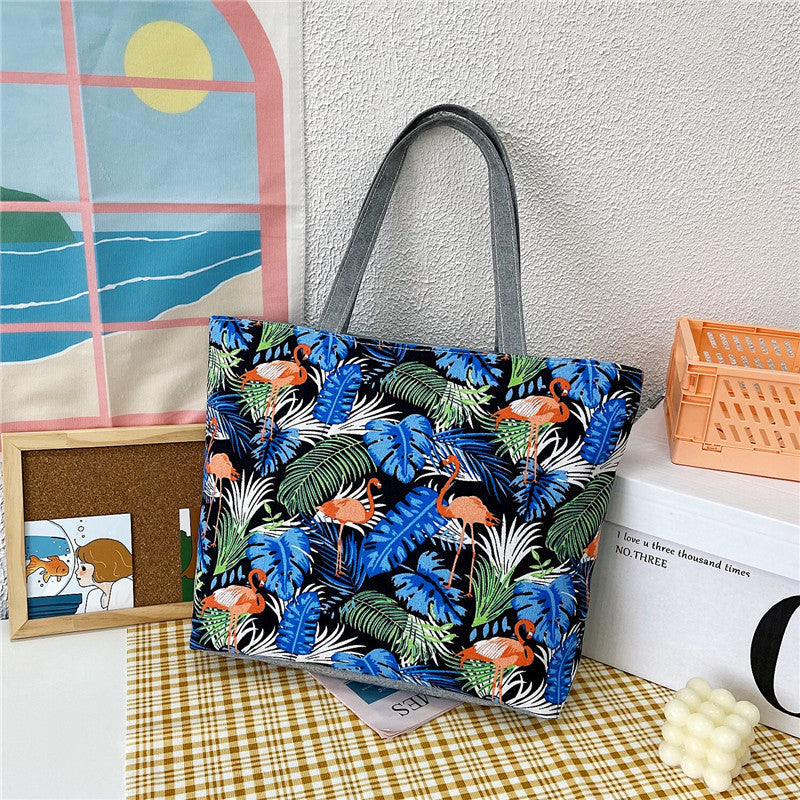 Women's Canvas Large Capacity Printed Korean Style Women's Shoulder Bag