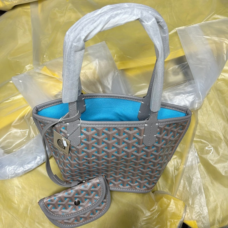 Women's Dog Teeth Vegetable Basket Classic Double-sided Handbags