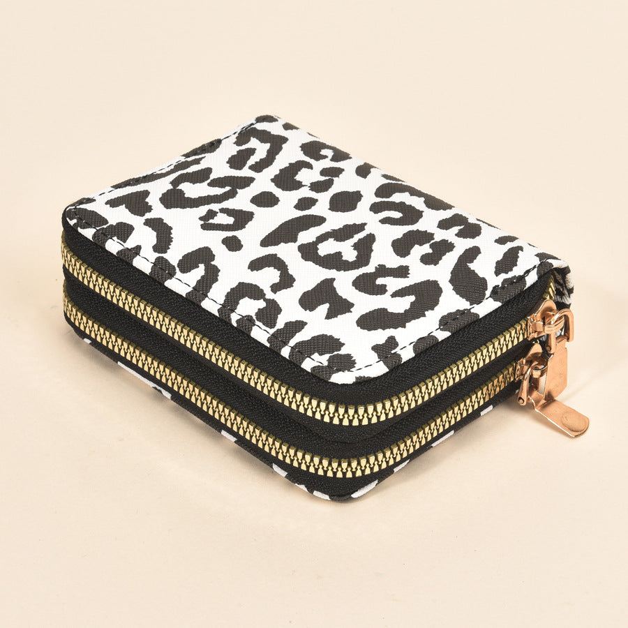 Leopard Print Short Double Zipper Expanding Female Temperament Ladies Wallet
