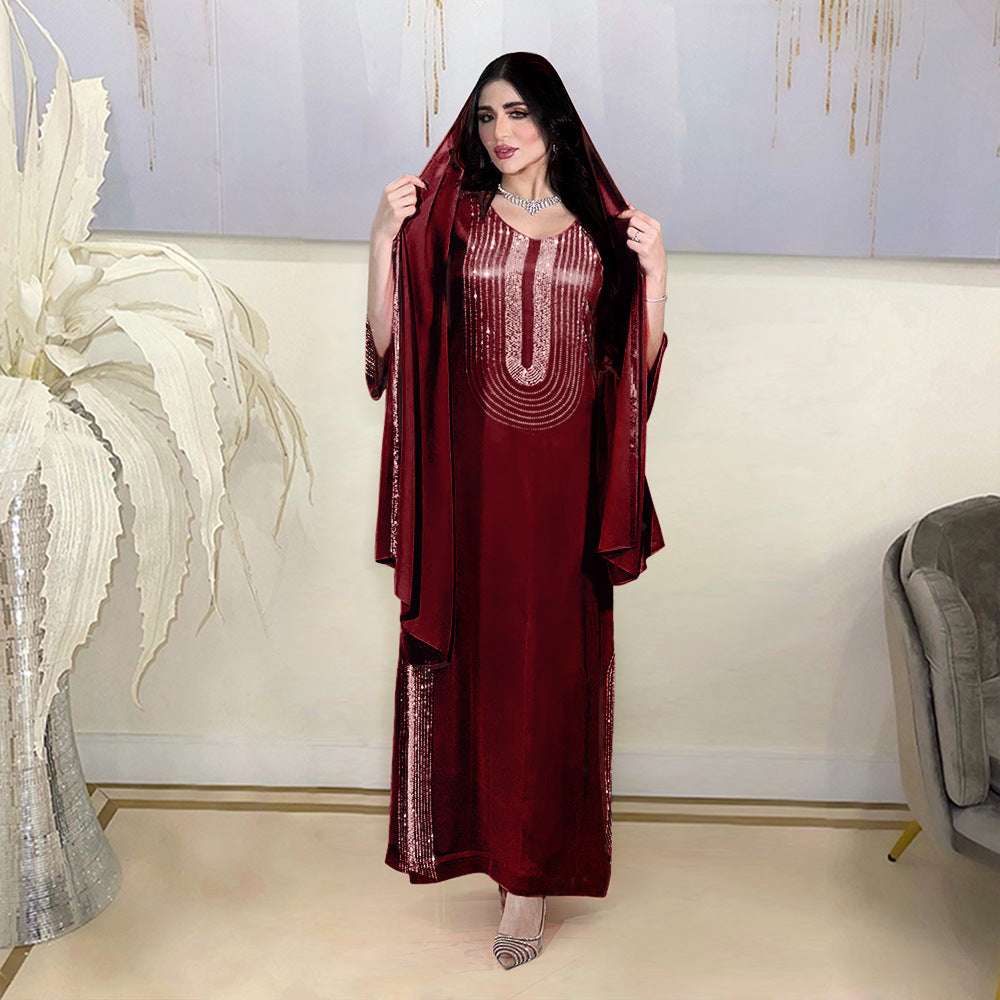 Ethnic Clothes Fashion Rhinestone Robe Saudi Clothing
