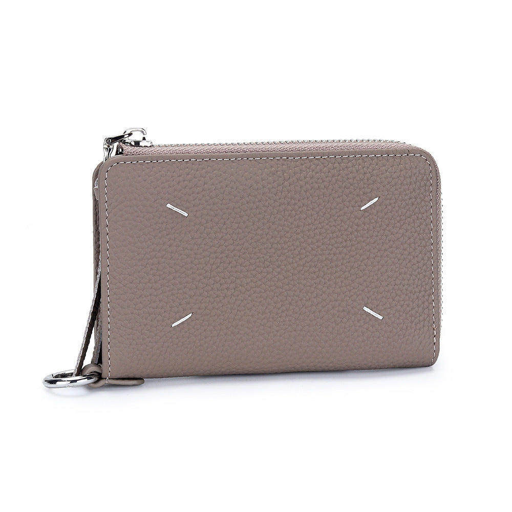 Women's Genuine Leather Short Halter Zipper Multiple Ladies Wallet
