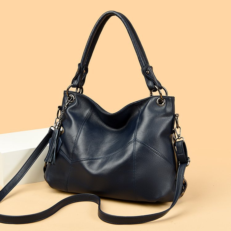 Women's Large Polyester Retro Fashion Stitching Tassel Shoulder Bags